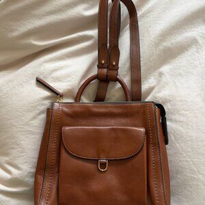 Fossil Parker Leather Small Backpack Brown